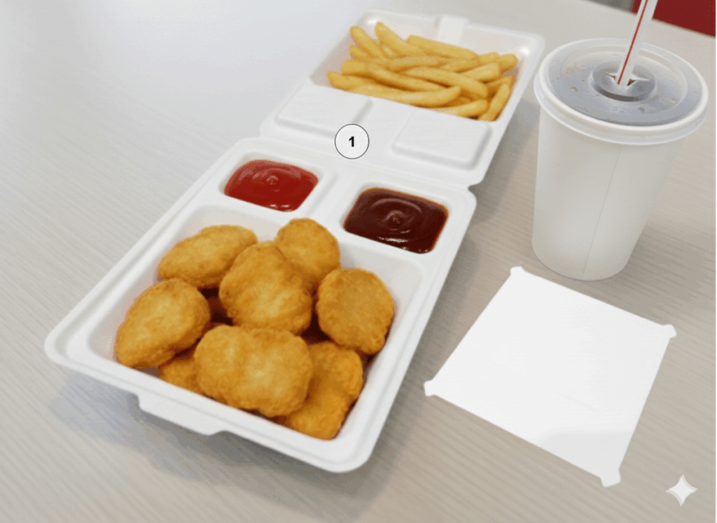 Biorrex en fastfood avec un menu nuggets : 1 seule boite