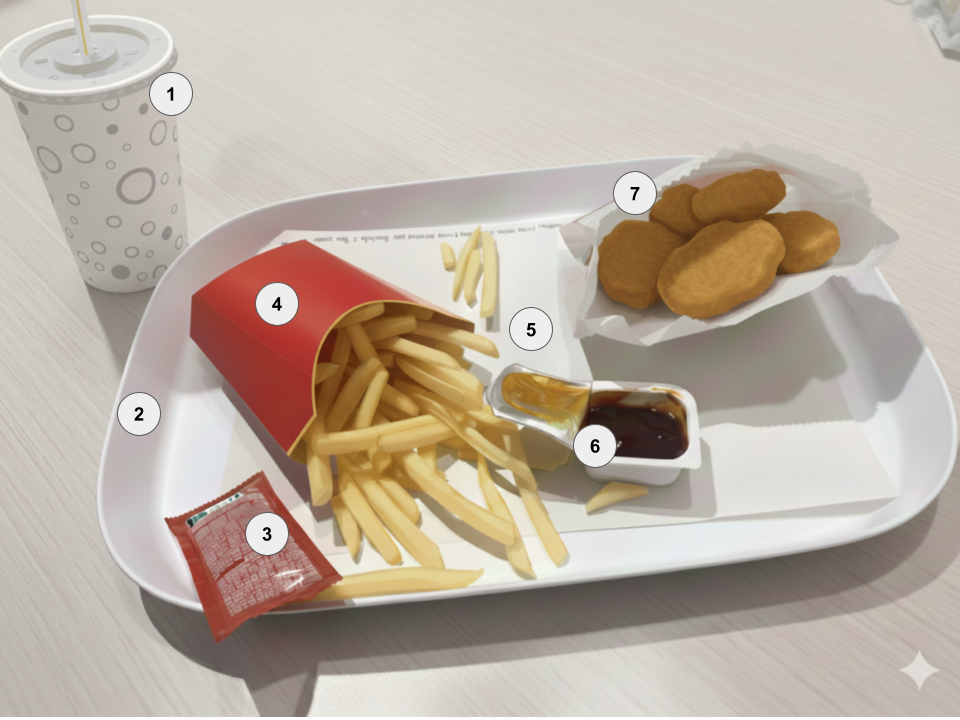 Exemple menu nuggets dans un fast food classique